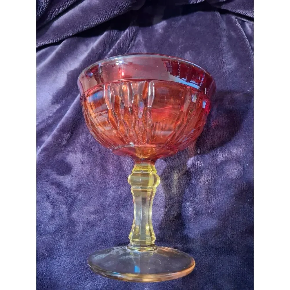 Vintage Indiana Glass Amberina Compote Pedestal Bowl Honeycomb Panels 6.75